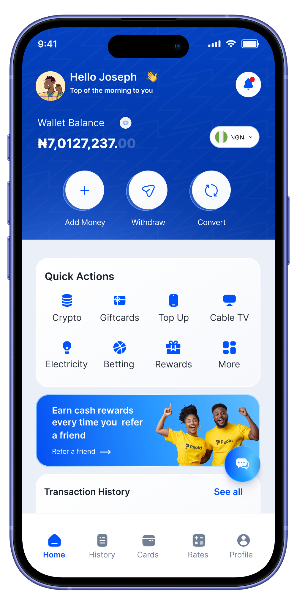 PayFluence mobile dashboard